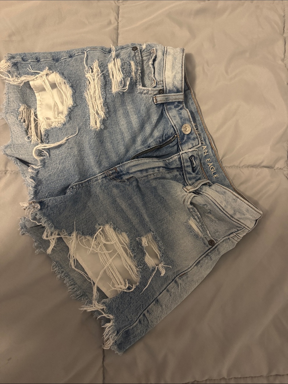 American Eagle Outfitters Light Blue Distressed Denim Shorts
